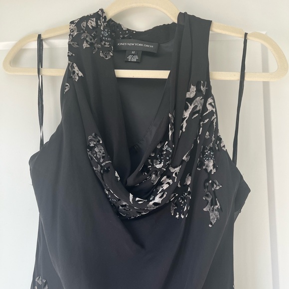 Vintage Y2K Jones New York Cowl Neck Silk & Velvet dress - Picture 2 of 6